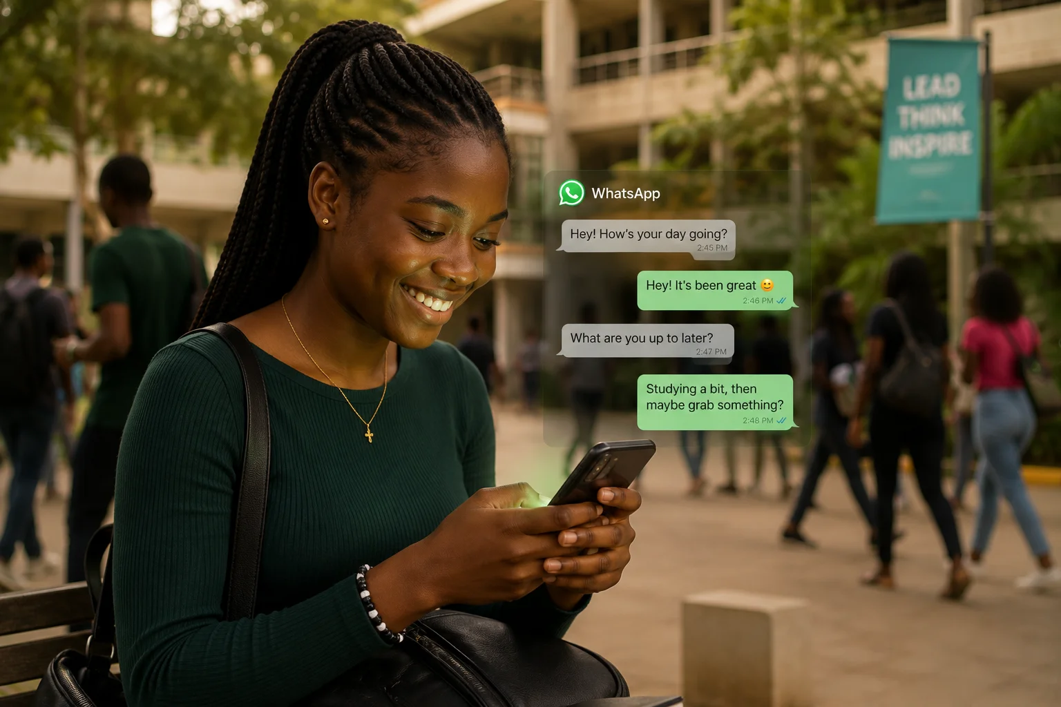 Nigerian lady chatting on whatsapp